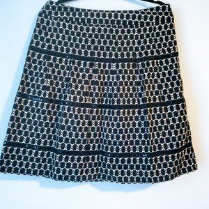 Ann Taylor LOFT | Black & White A-line skirt, circle chain curtain and sequins